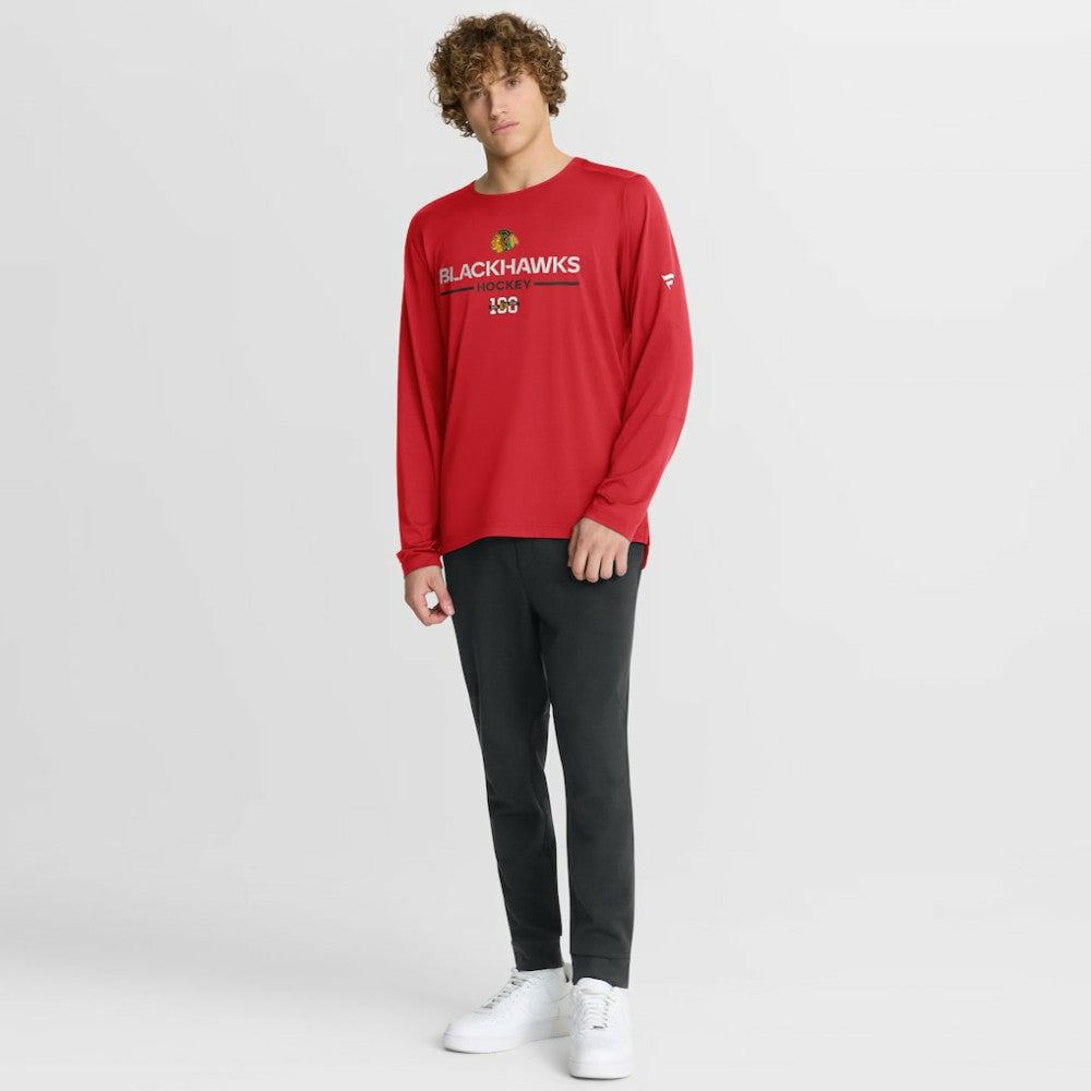 Chicago Blackhawks Fanatics Authentic Pro Centennial Rink Tech Long Sleeve T-Shirt - Red - NHL 202495552