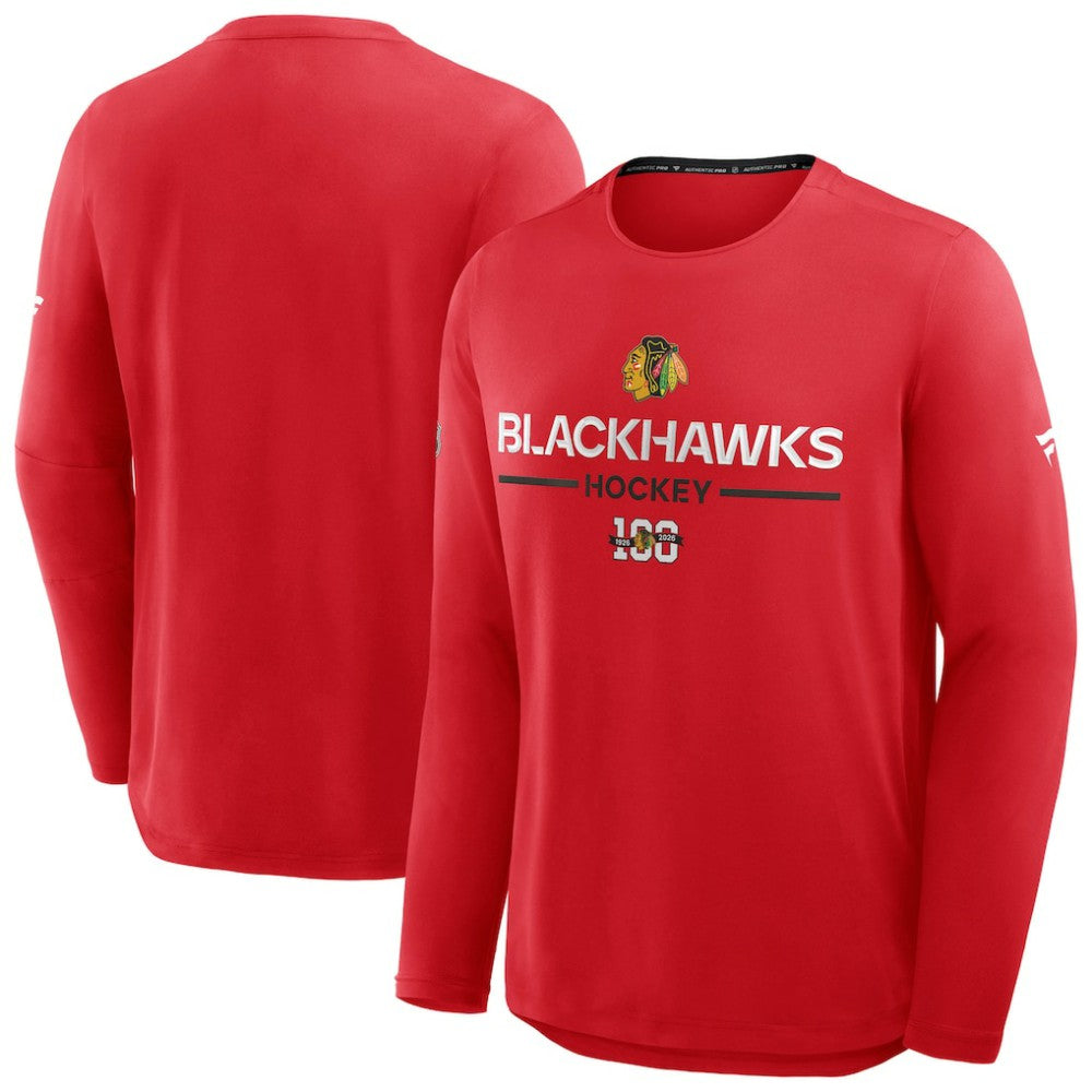 Chicago Blackhawks Fanatics Authentic Pro Centennial Rink Tech Long Sleeve T-Shirt - Red - NHL 202495552