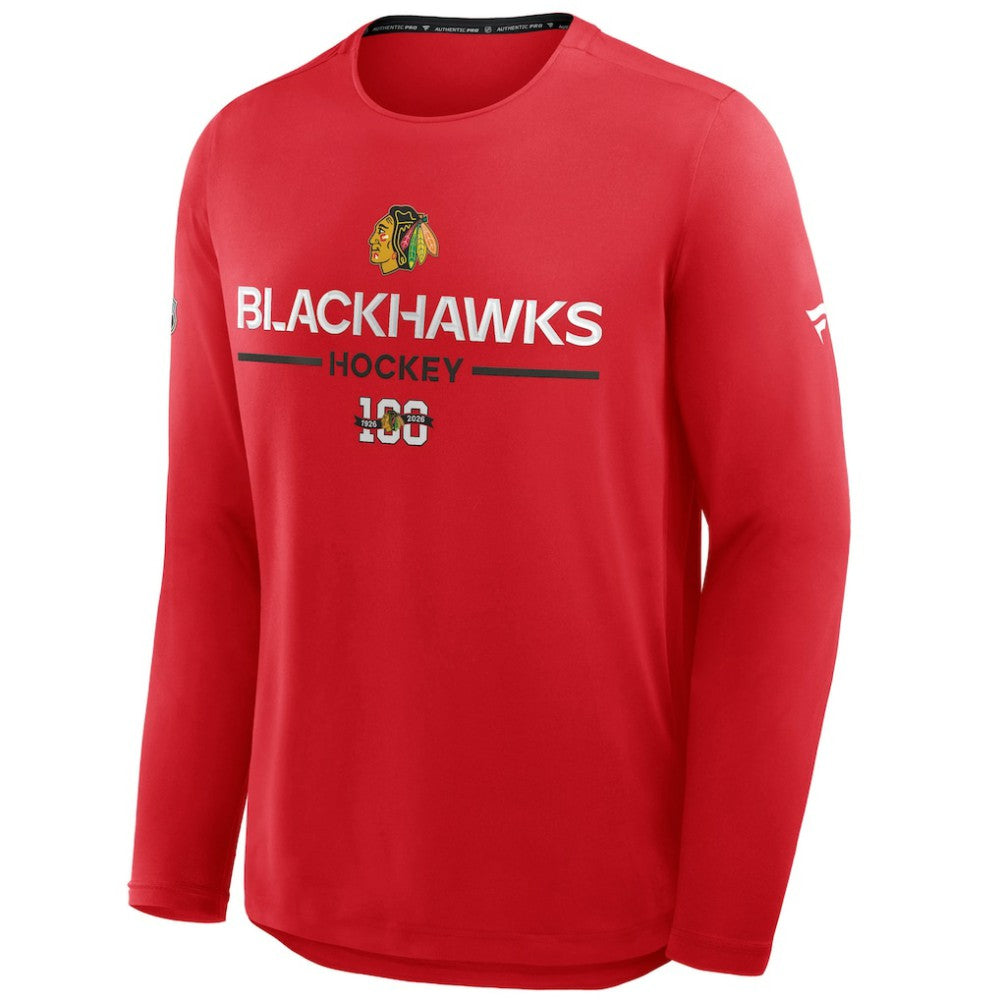 Chicago Blackhawks Fanatics Authentic Pro Centennial Rink Tech Long Sleeve T-Shirt - Red - NHL 202495552