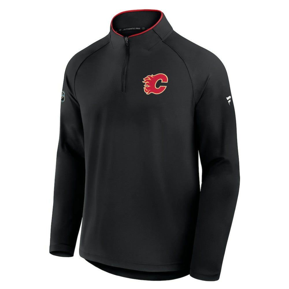 Calgary Flames Fanatics Authentic Pro Rink Training Quarter-Zip Pullover - Black - NHL 202495638