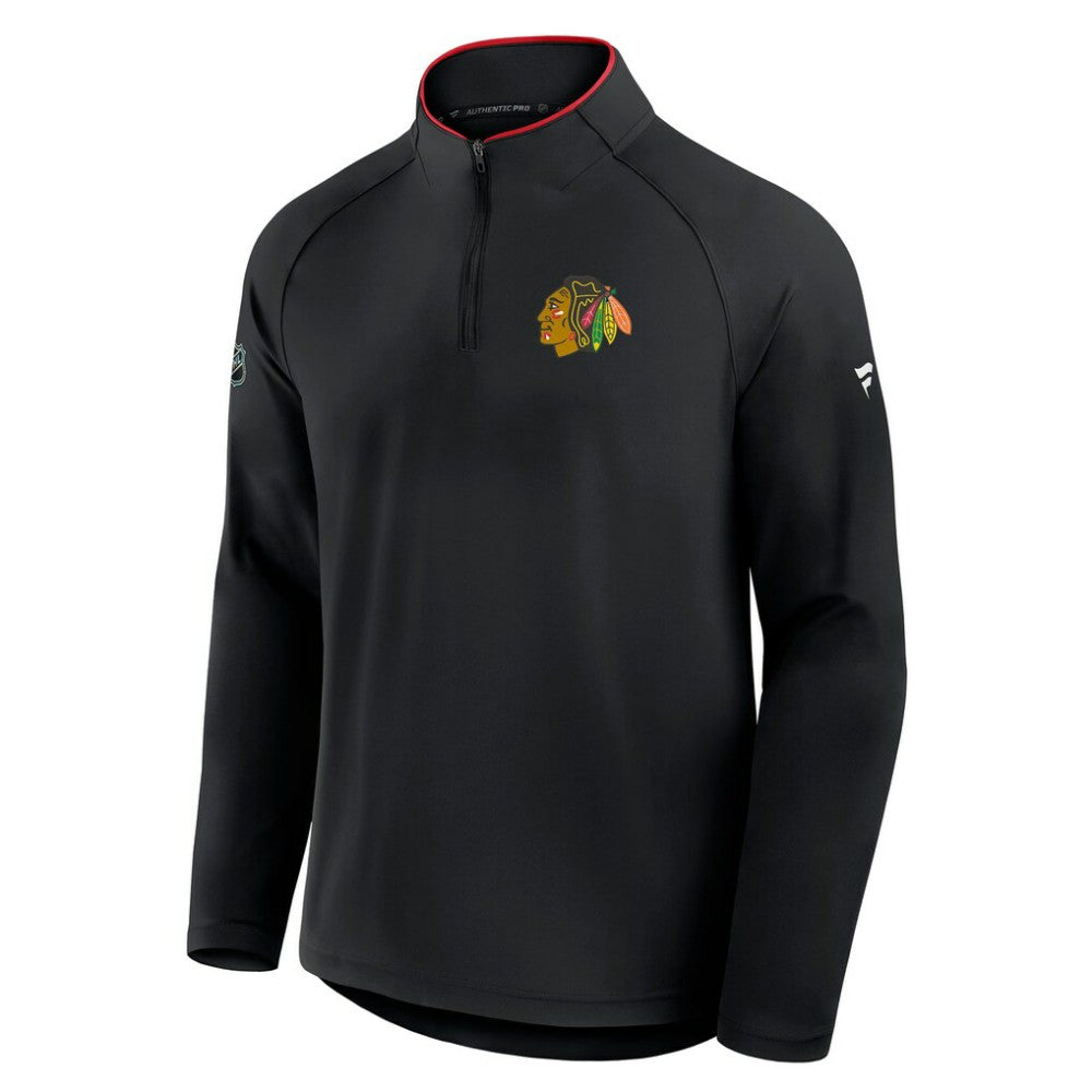 Chicago Blackhawks Fanatics Authentic Pro Rink Training Quarter-Zip Pullover - Black - NHL 202495640