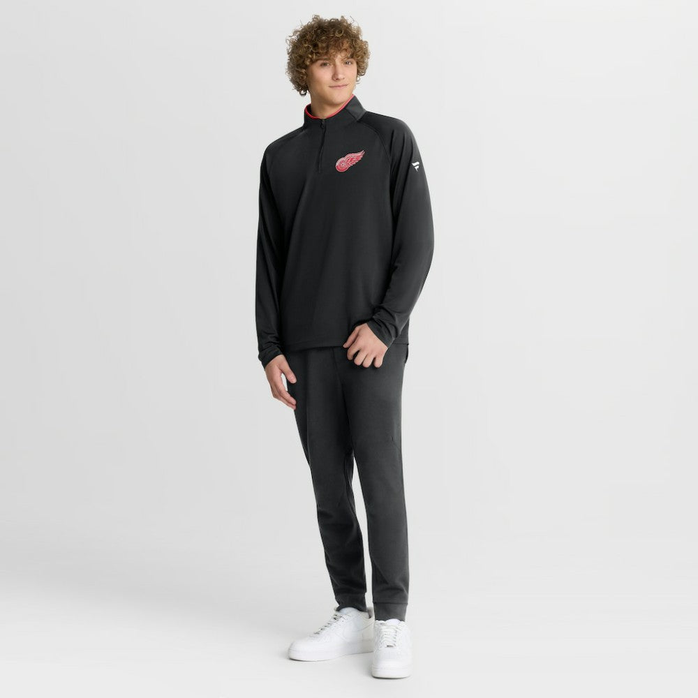 Detroit Red Wings Fanatics Authentic Pro Rink Training Quarter-Zip Pullover - Black - NHL 202495645
