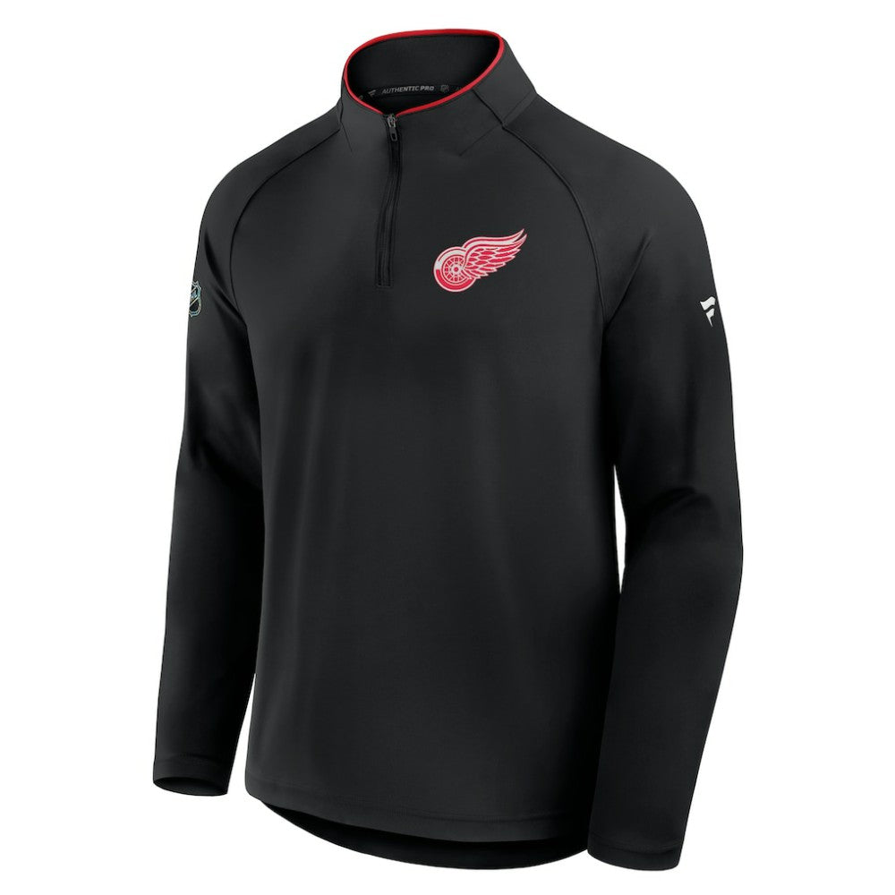 Detroit Red Wings Fanatics Authentic Pro Rink Training Quarter-Zip Pullover - Black - NHL 202495645