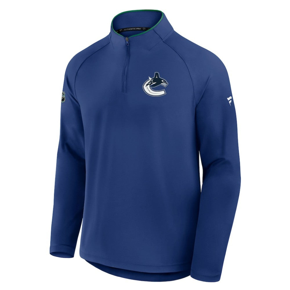 Vancouver Canucks Fanatics Authentic Pro Rink Training Quarter-Zip Pullover - Blue - NHL 202495659