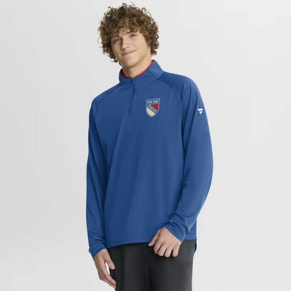 New York Rangers Fanatics Authentic Pro Rink Training Centennial Raglan Quarter-Zip Pullover - Blue - NHL 202495702