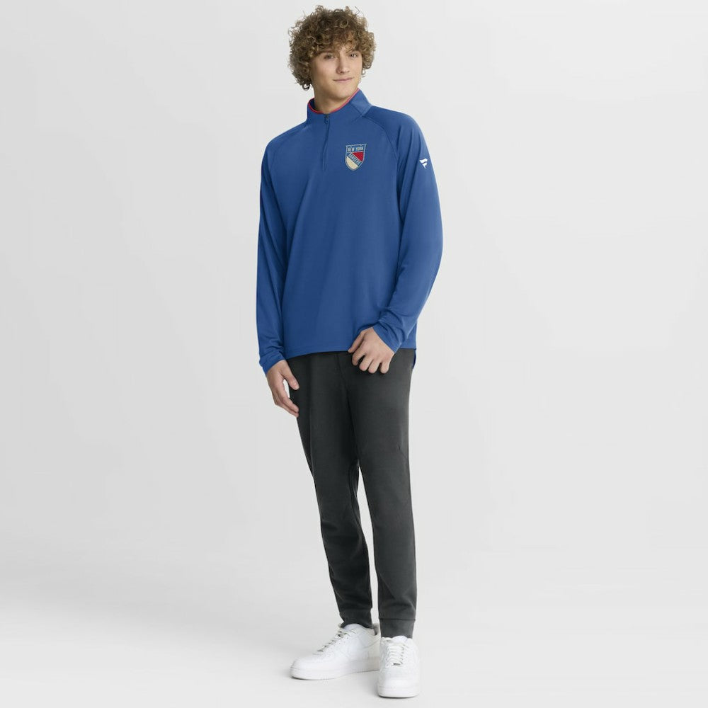 New York Rangers Fanatics Authentic Pro Rink Training Centennial Raglan Quarter-Zip Pullover - Blue - NHL 202495702