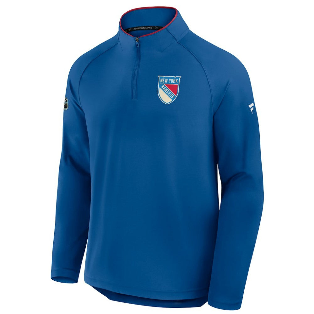 New York Rangers Fanatics Authentic Pro Rink Training Centennial Raglan Quarter-Zip Pullover - Blue - NHL 202495702