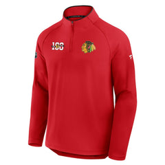 Chicago Blackhawks Fanatics Authentic Pro Rink Training Centennial Raglan Quarter-Zip Pullover - Red - NHL 202495703