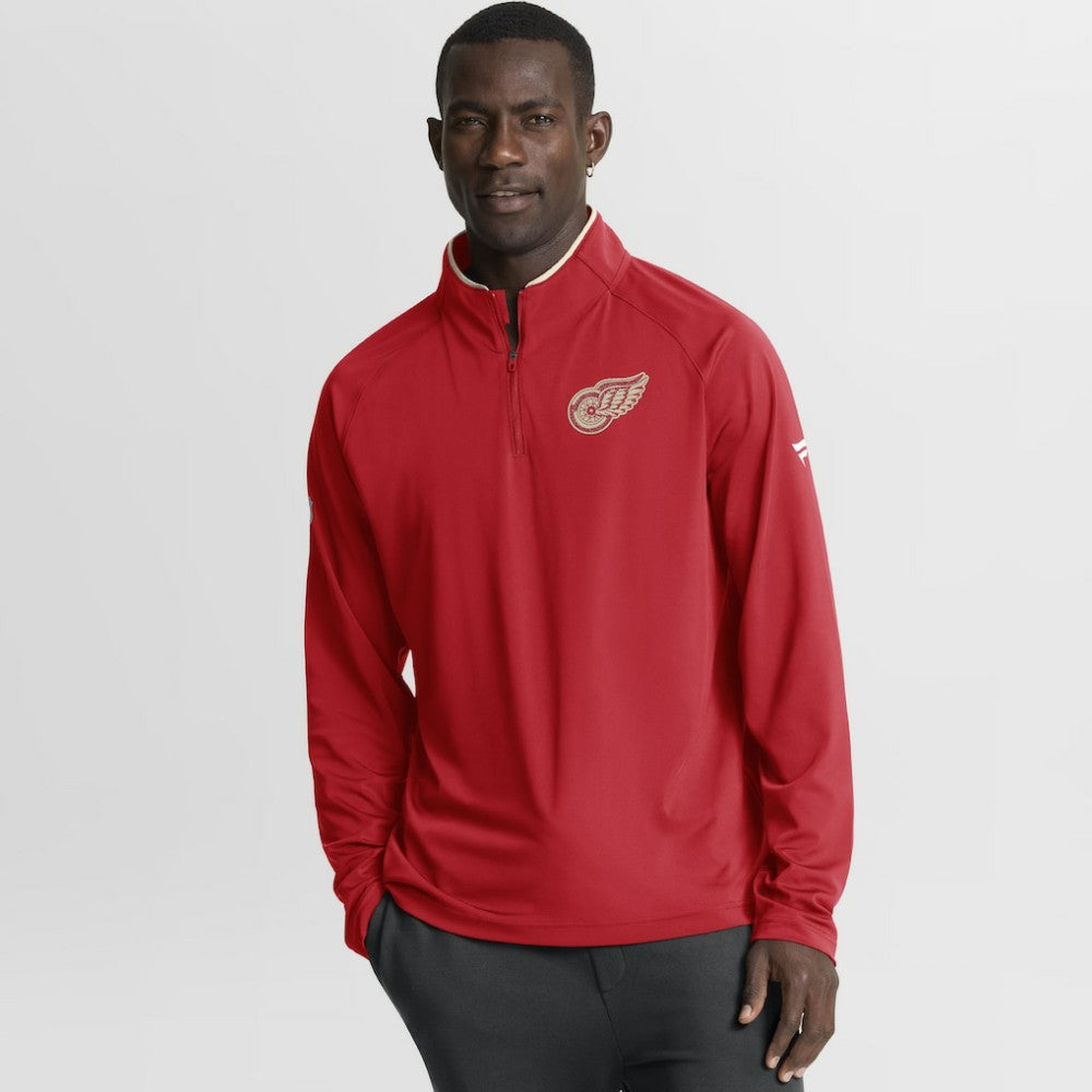Detroit Red Wings Fanatics Authentic Pro Rink Training Centennial Raglan Quarter-Zip Pullover - Red - NHL 202495704