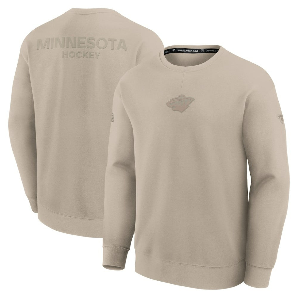 Minnesota Wild Fanatics Authentic Pro Road Tri-Blend Sweatshirt - Tan - NHL 202495755