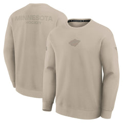 Minnesota Wild Fanatics Authentic Pro Road Tri-Blend Sweatshirt - Tan - NHL 202495755