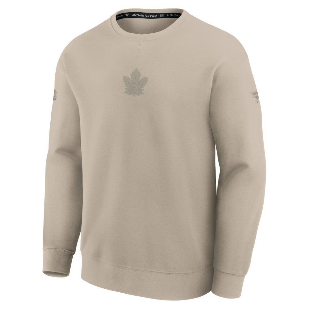 Toronto Maple Leafs Fanatics Authentic Pro Road Tri-Blend Sweatshirt - Tan - NHL 202495778