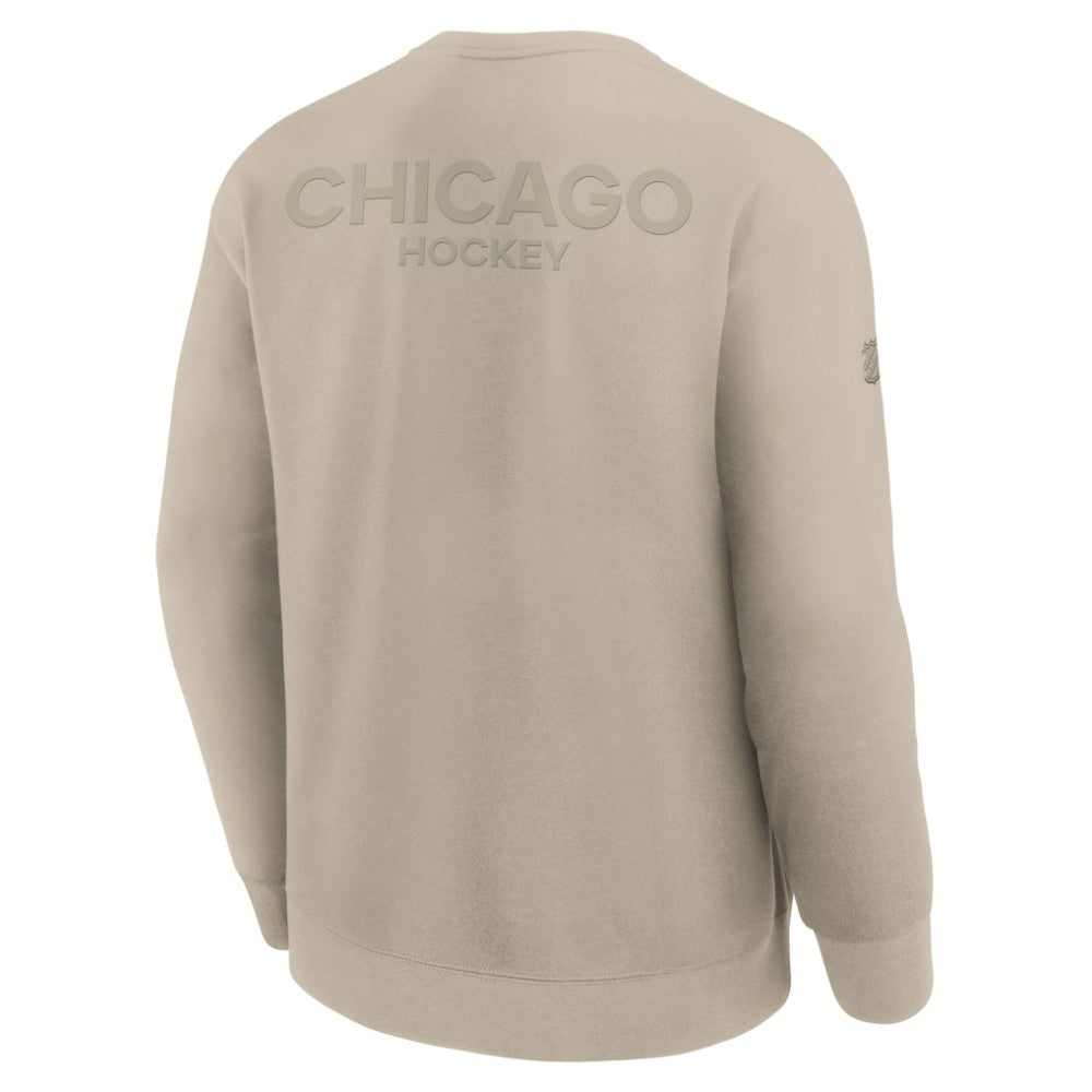 Chicago Blackhawks Fanatics Authentic Pro Road Tri-Blend Sweatshirt - Tan - NHL 202495794
