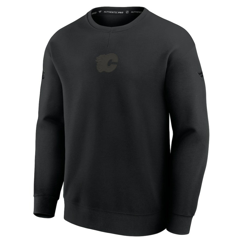 Calgary Flames Fanatics Authentic Pro Road Tri-Blend Sweatshirt - Black - NHL 202495822