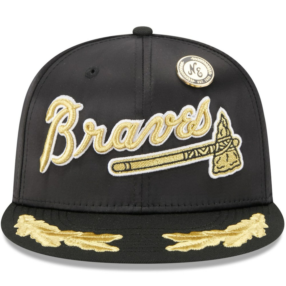 Atlanta Braves New Era 2025 59FIFTY Day Gold Leaf 59FIFTY Fitted Hat - Black - New Era Discount