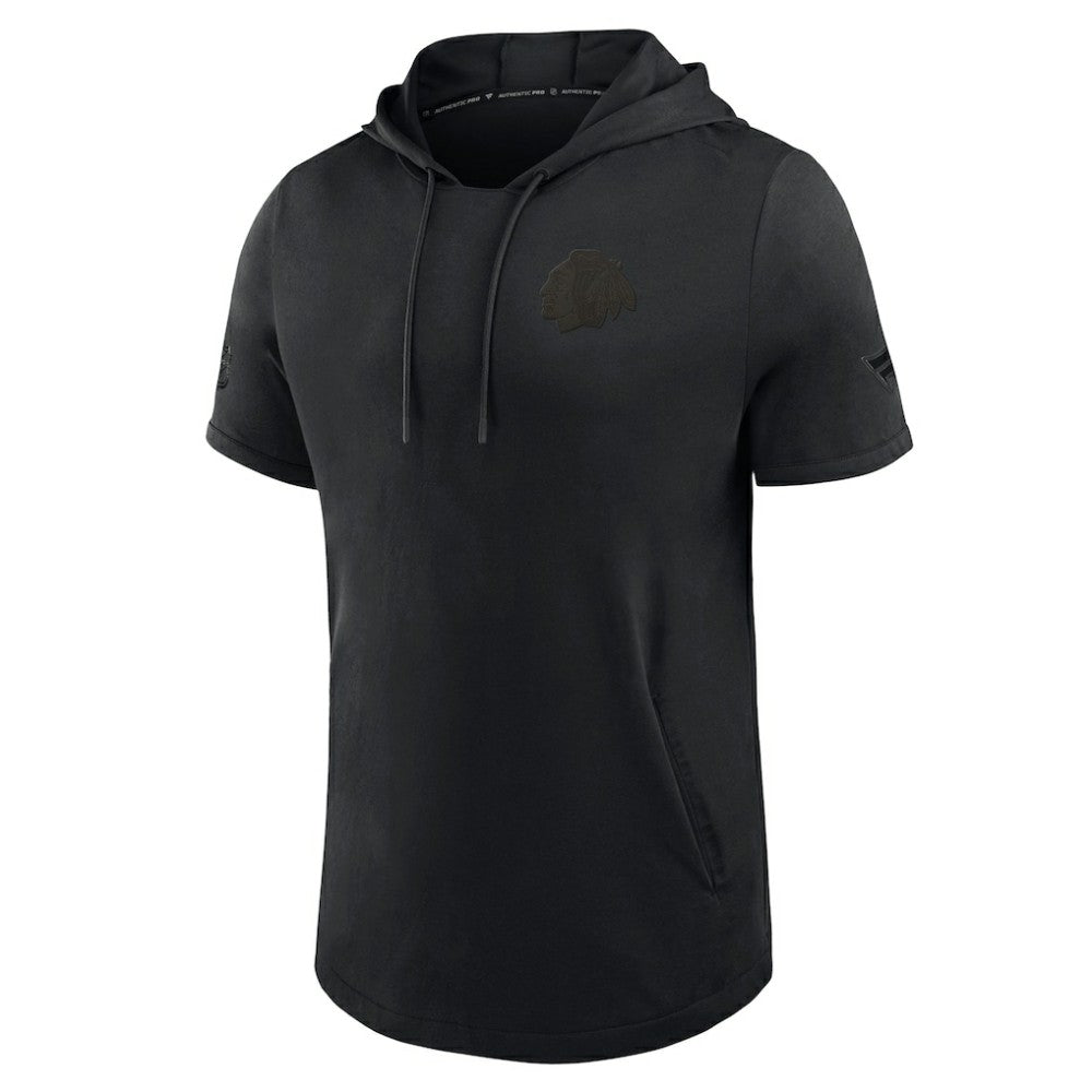 Chicago Blackhawks Fanatics Authentic Pro Road Short Sleeve Hoodie - Black - NHL 202496165
