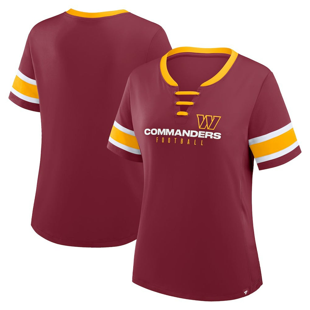 Fanatics Washington Commanders Women's Redzone Draw Play Athena Lace-Up T-Shirt Burgundy