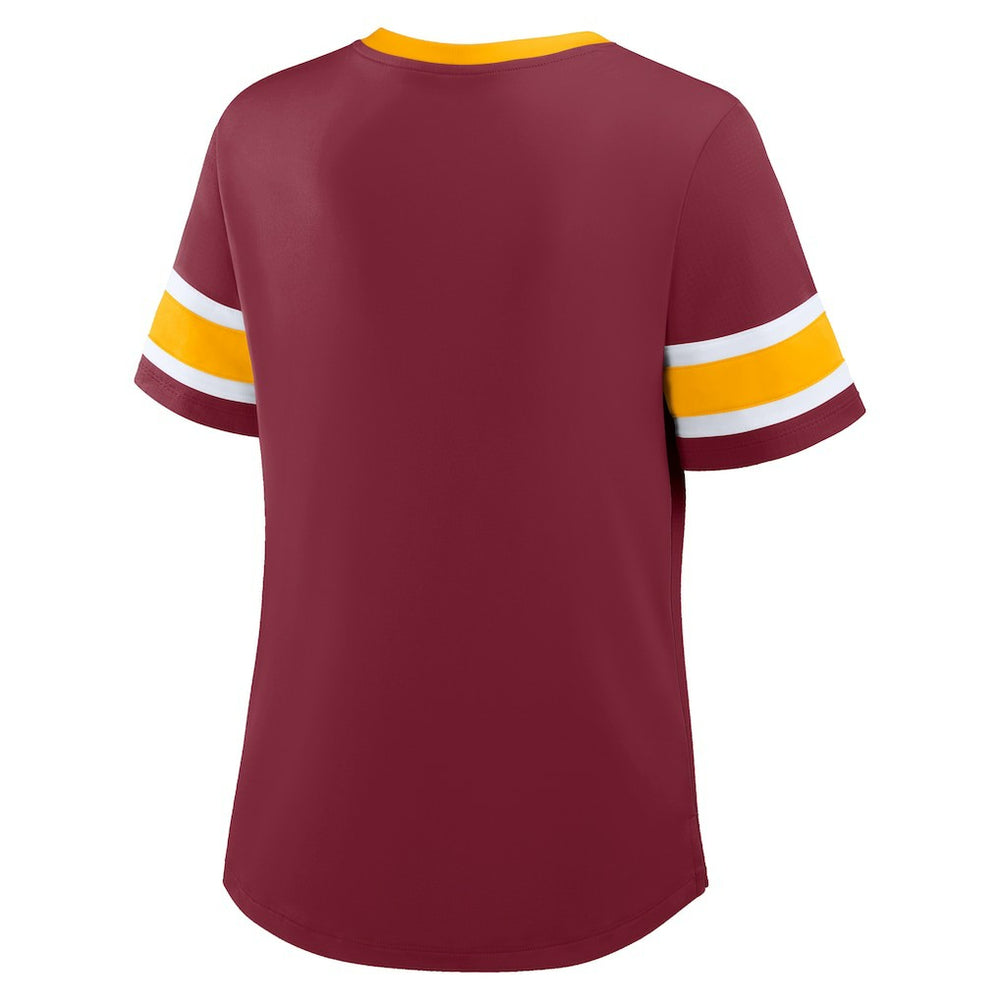 Fanatics Washington Commanders Women's Redzone Draw Play Athena Lace-Up T-Shirt Burgundy