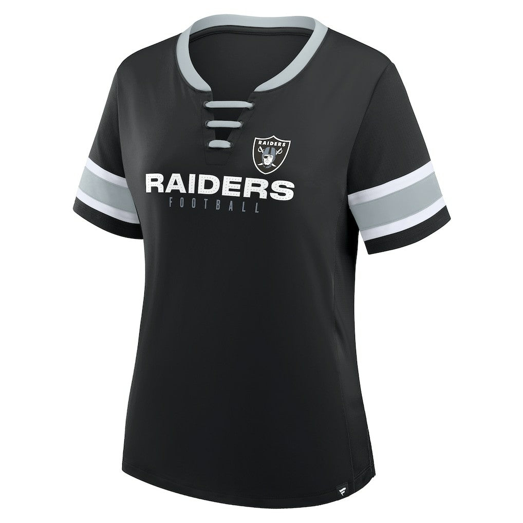 Fanatics Las Vegas Raiders Women's Redzone Draw Play Athena Lace-Up T-Shirt Black