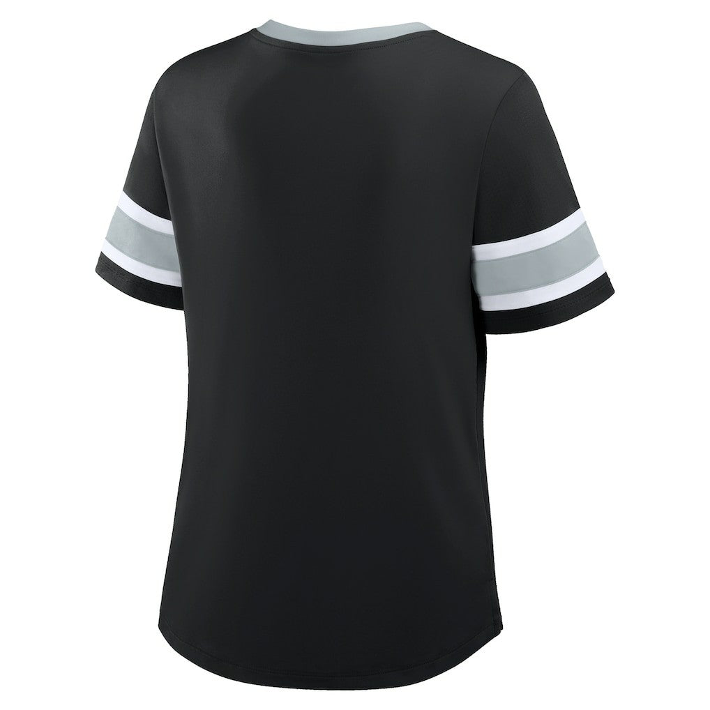 Fanatics Las Vegas Raiders Women's Redzone Draw Play Athena Lace-Up T-Shirt Black