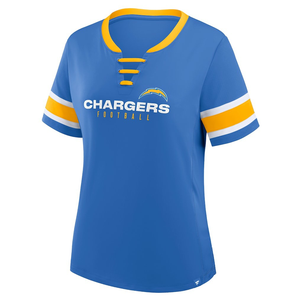 Fanatics Los Angeles Chargers Women's Redzone Draw Play Athena Lace-Up T-Shirt Powder Blue
