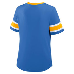 Fanatics Los Angeles Chargers Women's Redzone Draw Play Athena Lace-Up T-Shirt Powder Blue