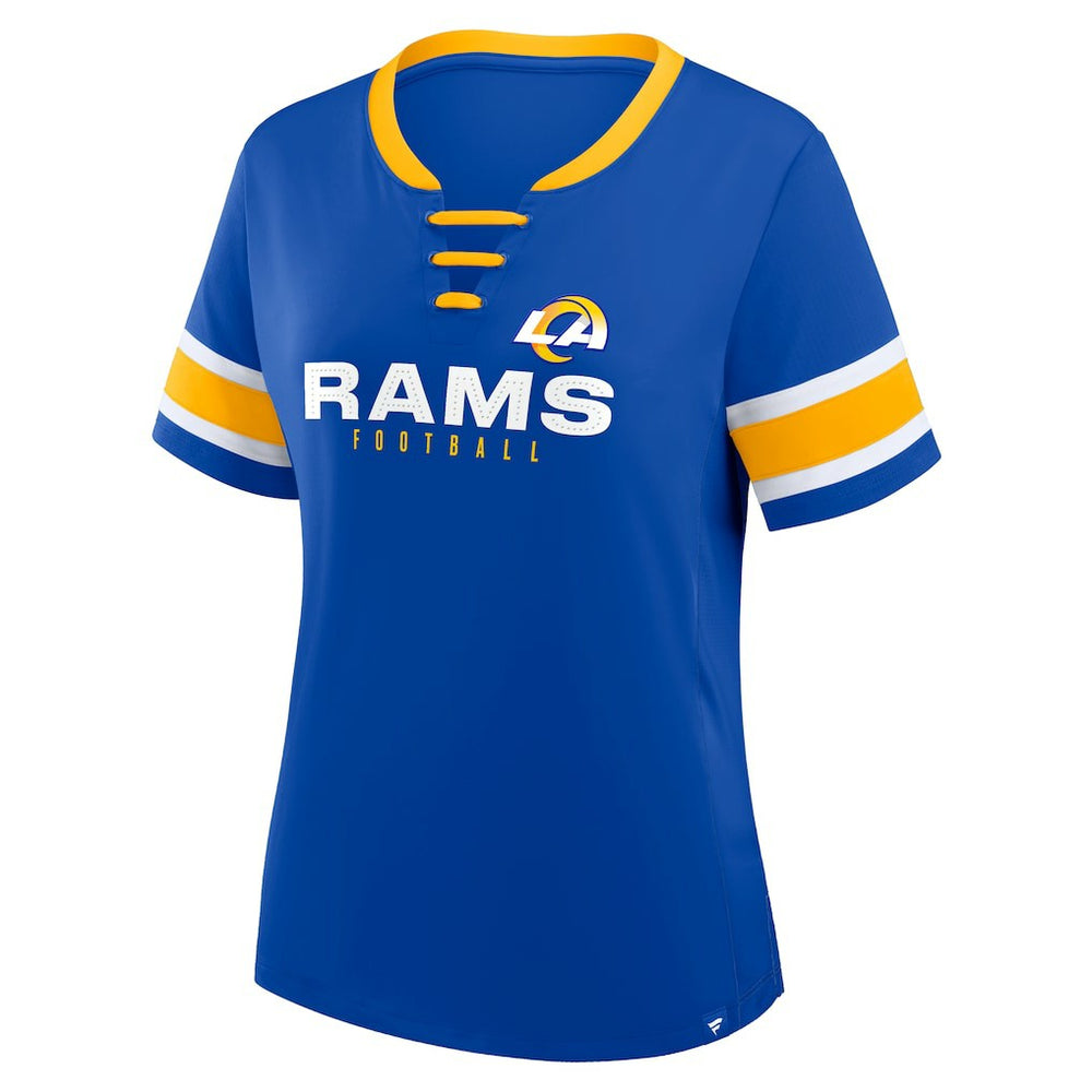 Fanatics Los Angeles Rams Women's Redzone Draw Play Athena Lace-Up T-Shirt Royal