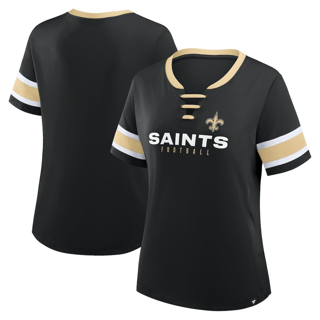 Fanatics New Orleans Saints Women's Redzone Draw Play Athena Lace-Up T-Shirt Black