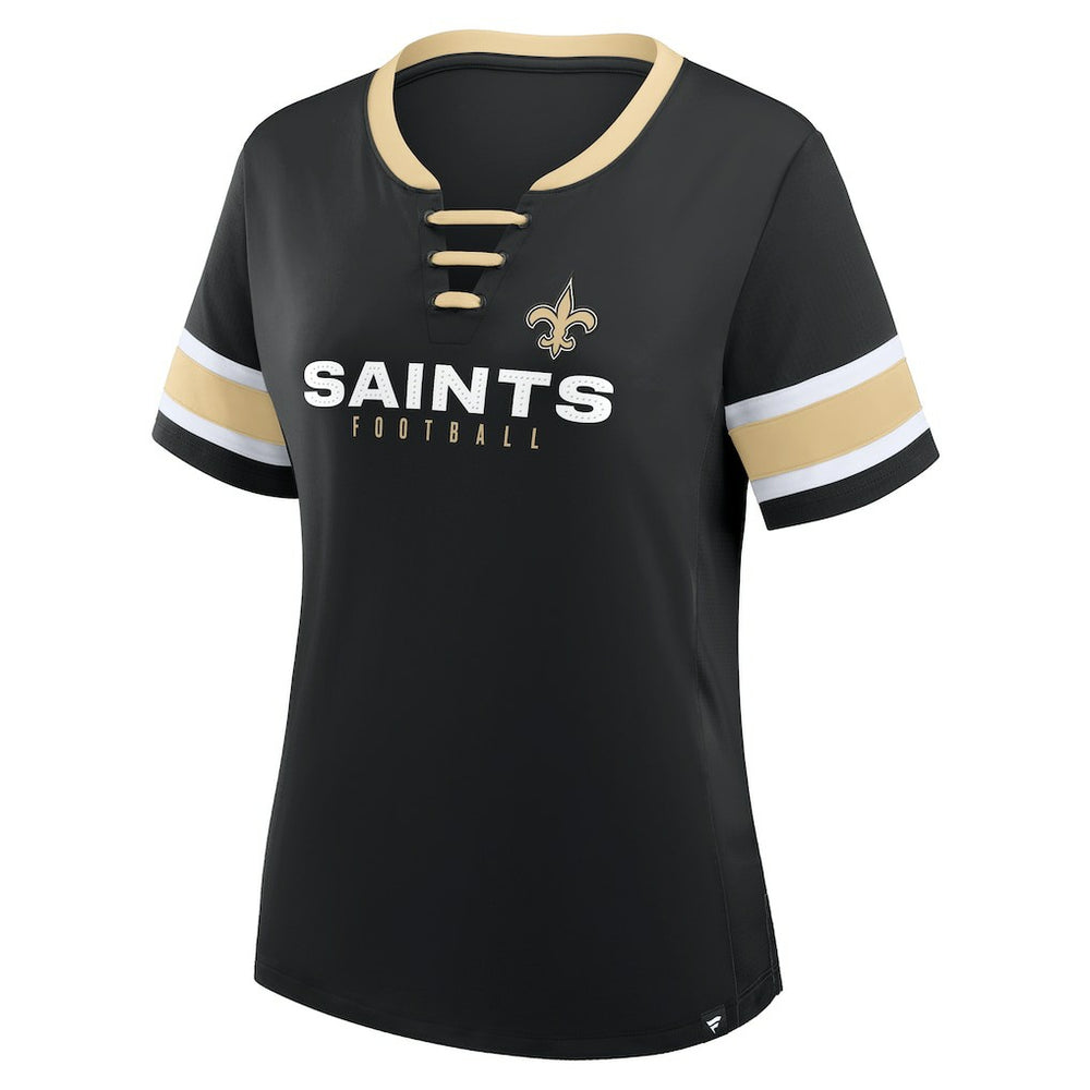 Fanatics New Orleans Saints Women's Redzone Draw Play Athena Lace-Up T-Shirt Black