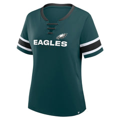 Fanatics Philadelphia Eagles Women's Redzone Draw Play Athena Lace-Up T-Shirt Midnight Green