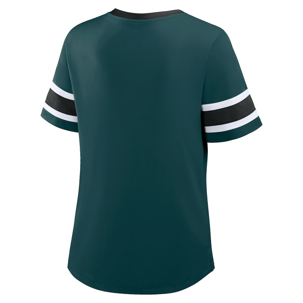Fanatics Philadelphia Eagles Women's Redzone Draw Play Athena Lace-Up T-Shirt Midnight Green