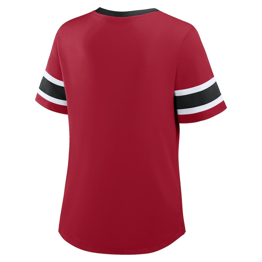 Fanatics San Francisco 49ers Women's Redzone Draw Play Athena Lace-Up T-Shirt Scarlet