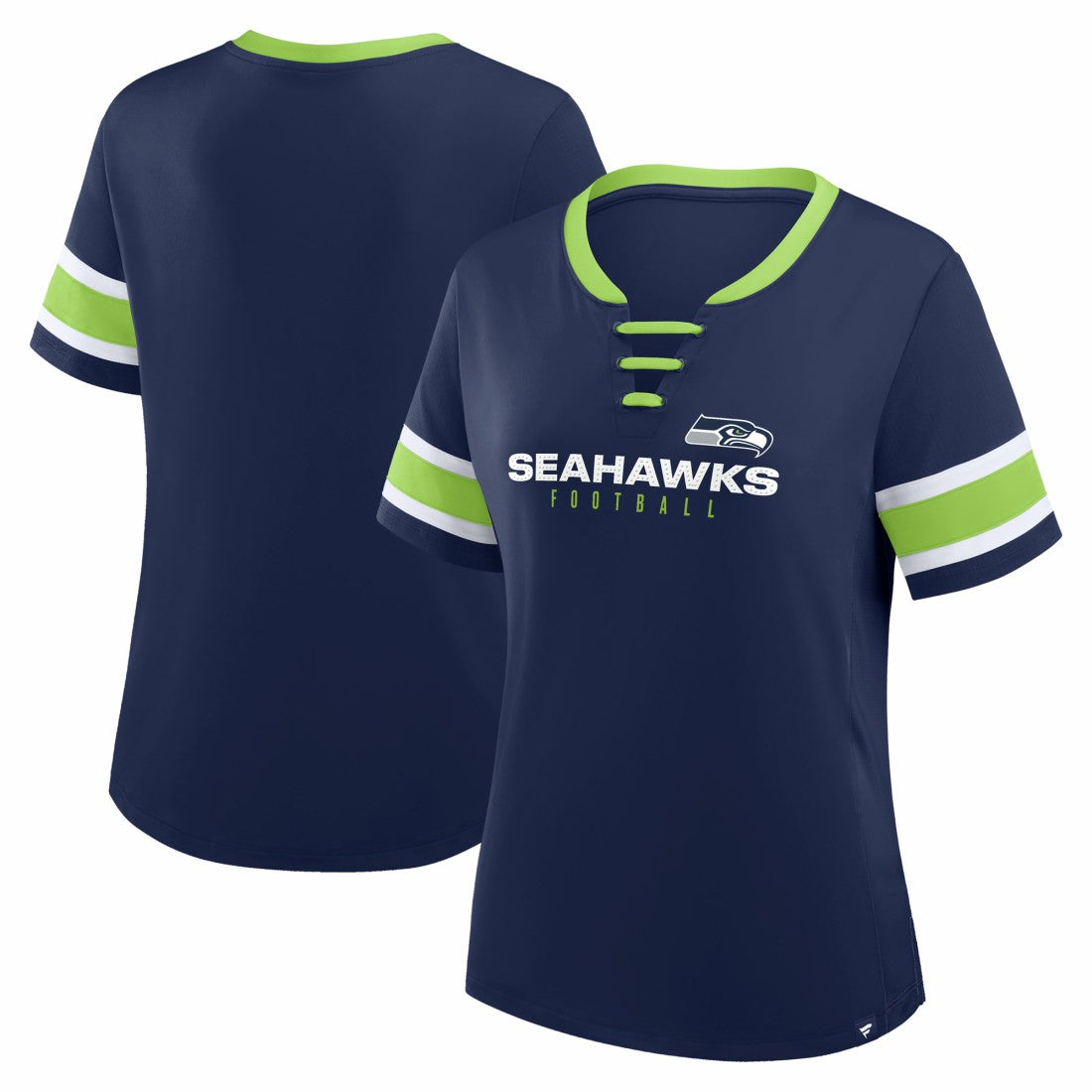 Fanatics Seattle Seahawks Women's Redzone Draw Play Athena Lace-Up T-Shirt College Navy