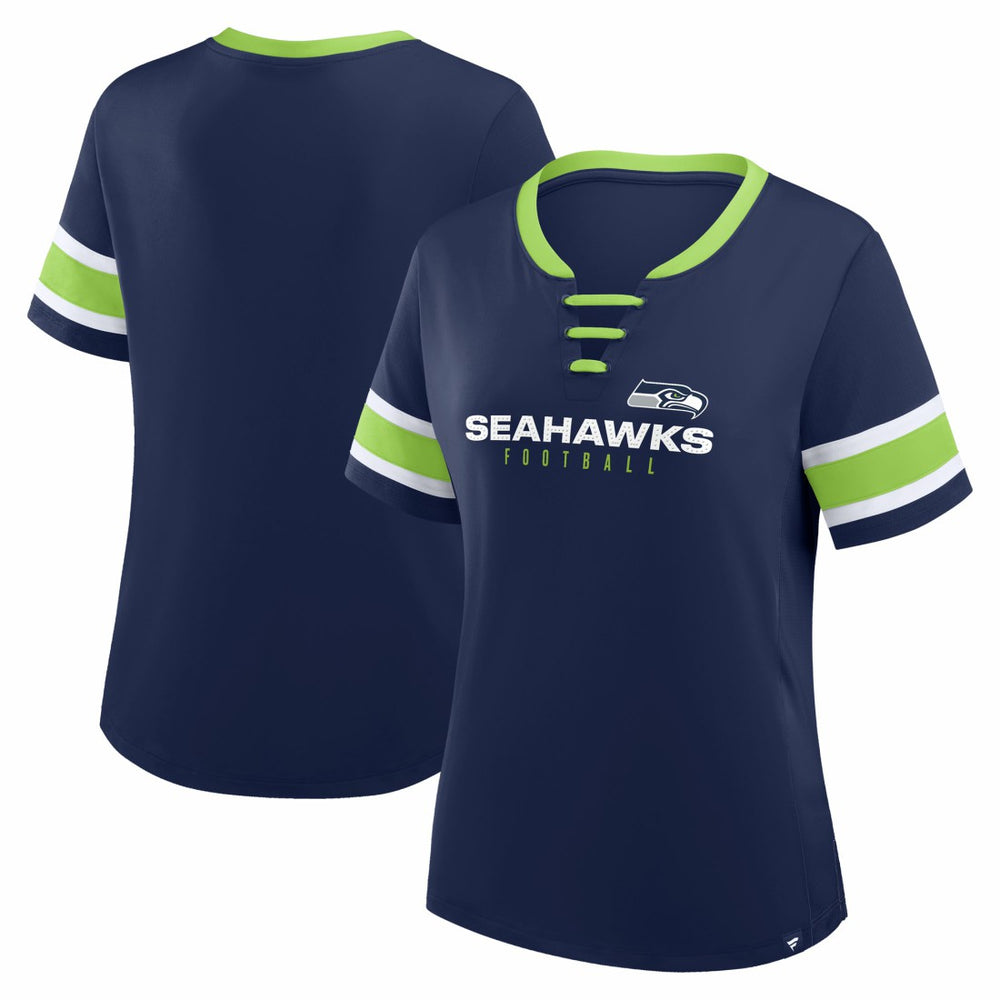 Fanatics Seattle Seahawks Women's Redzone Draw Play Athena Lace-Up T-Shirt College Navy