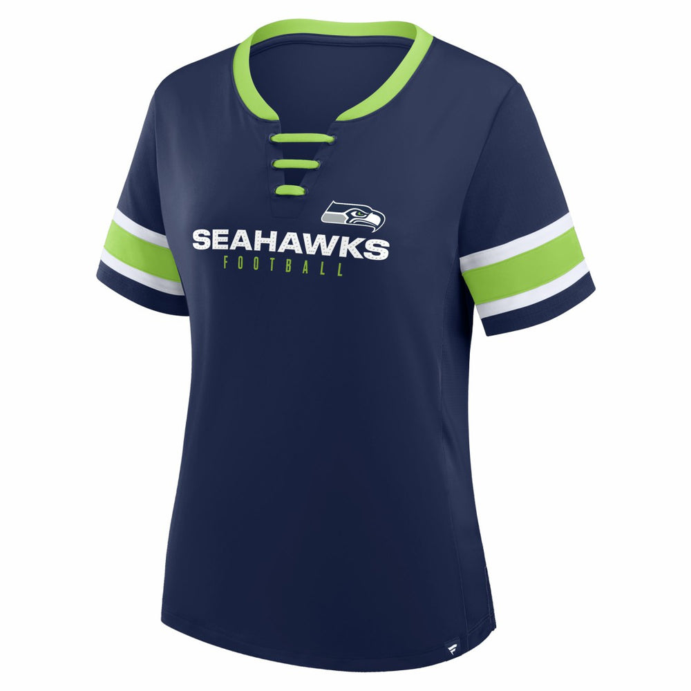 Fanatics Seattle Seahawks Women's Redzone Draw Play Athena Lace-Up T-Shirt College Navy