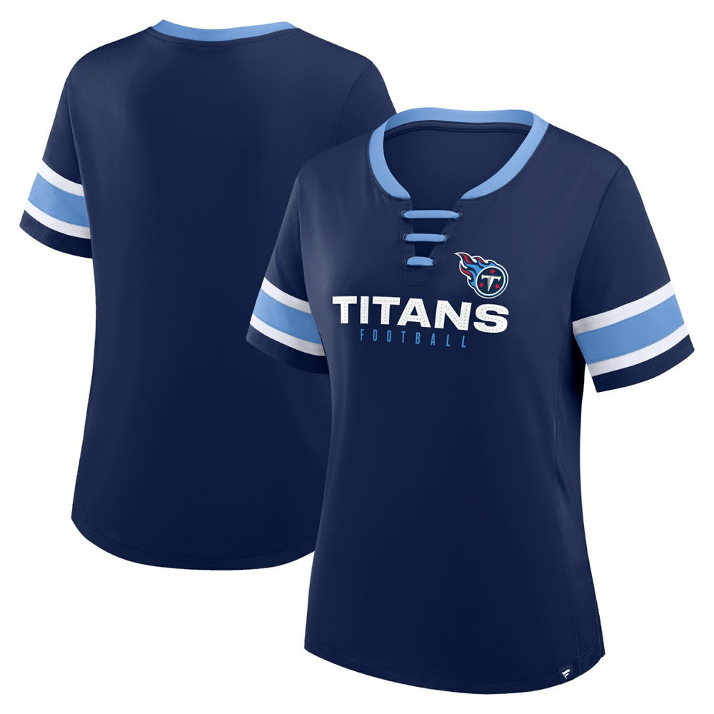 Fanatics Tennessee Titans Women's Redzone Draw Play Athena Lace-Up T-Shirt Navy