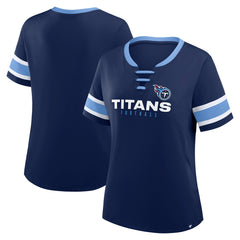 Fanatics Tennessee Titans Women's Redzone Draw Play Athena Lace-Up T-Shirt Navy