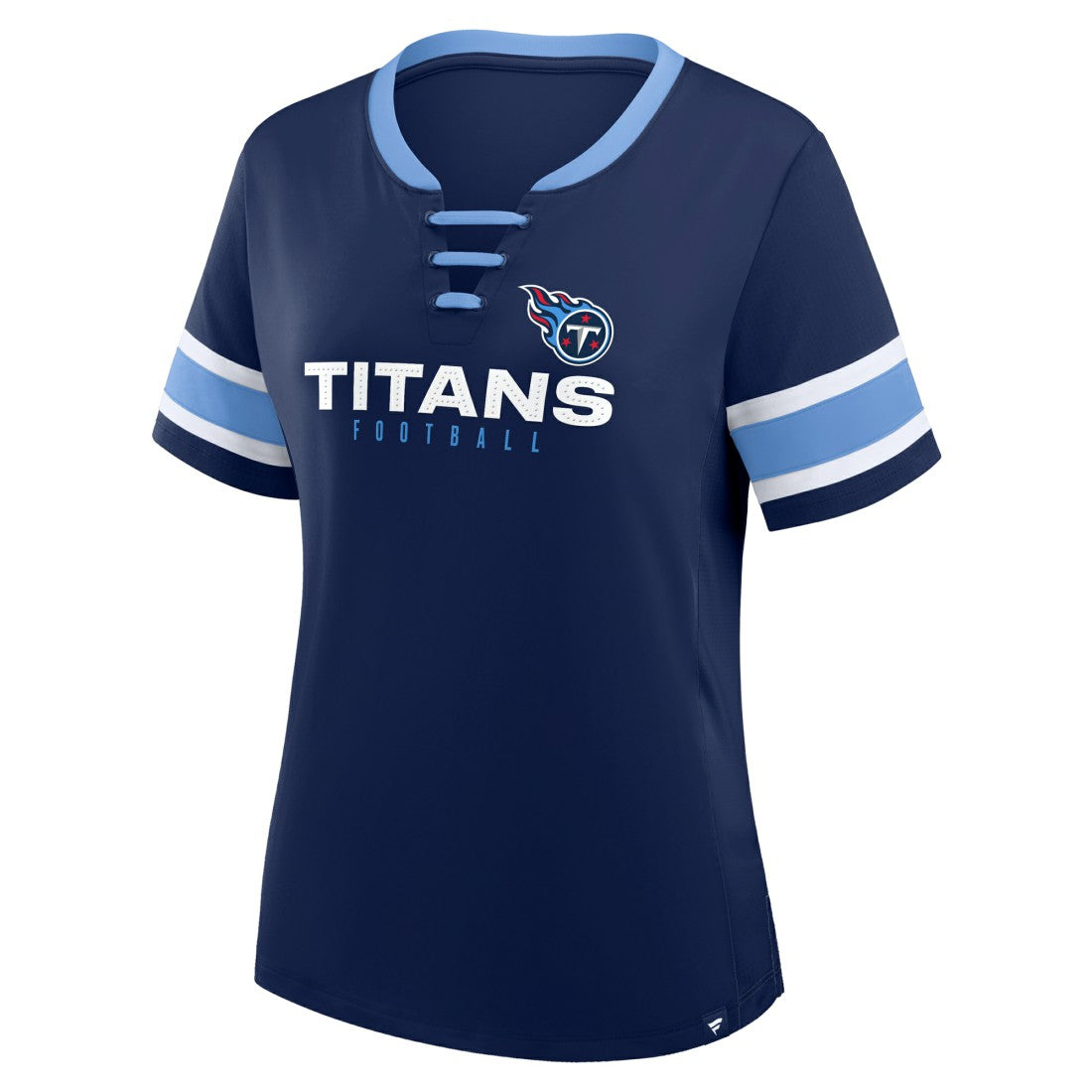 Fanatics Tennessee Titans Women's Redzone Draw Play Athena Lace-Up T-Shirt Navy