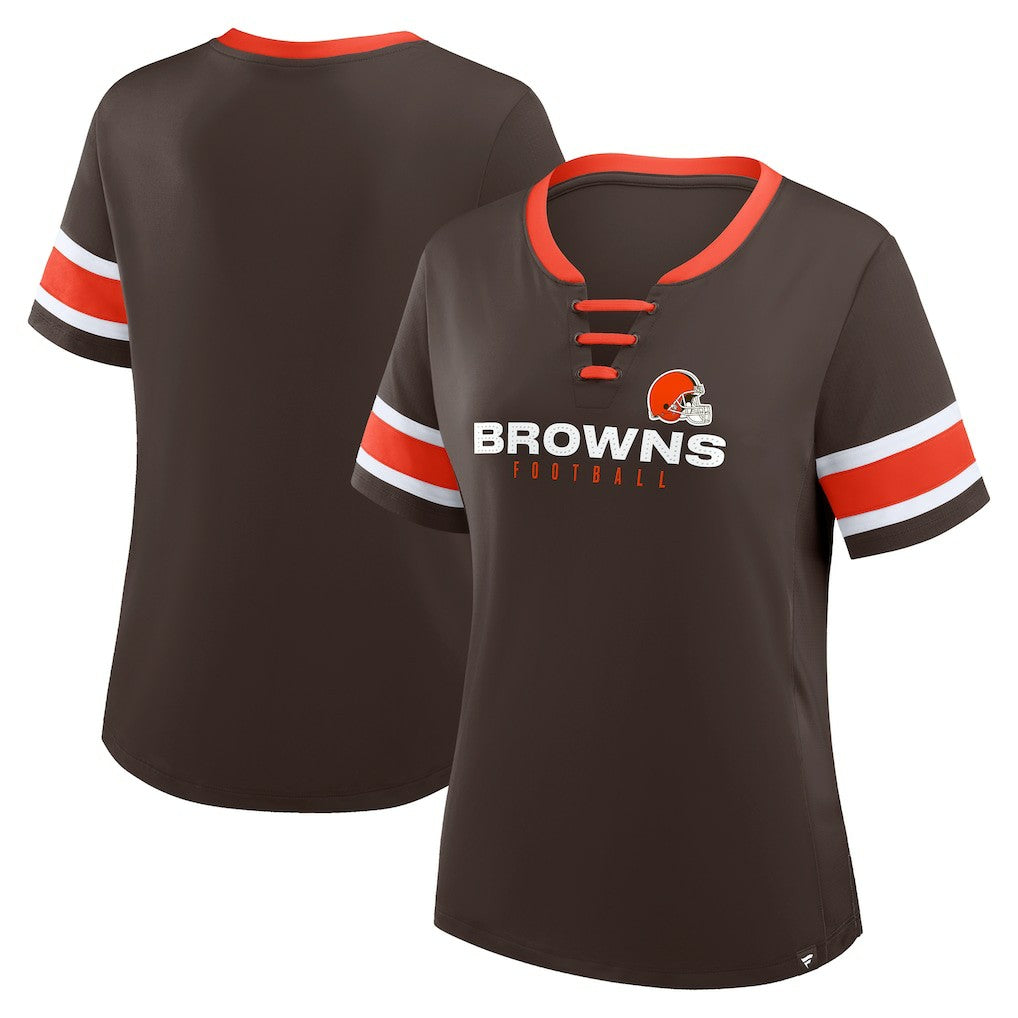 Fanatics Cleveland Browns Women's Redzone Draw Play Athena Lace-Up T-Shirt Brown