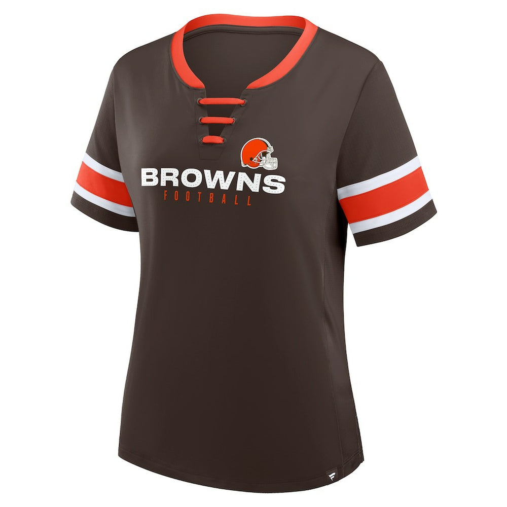 Fanatics Cleveland Browns Women's Redzone Draw Play Athena Lace-Up T-Shirt Brown