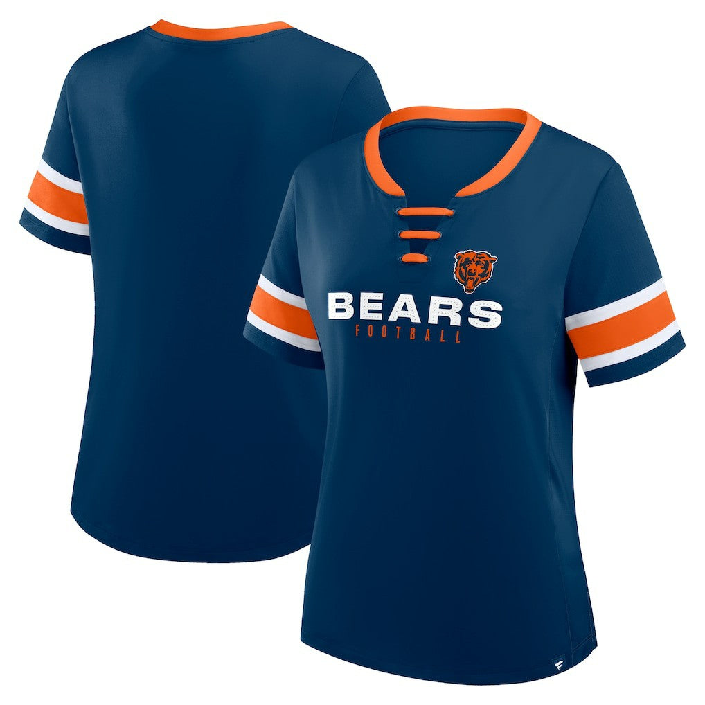 Fanatics Chicago Bears Women's Redzone Draw Play Athena Lace-Up T-Shirt Navy