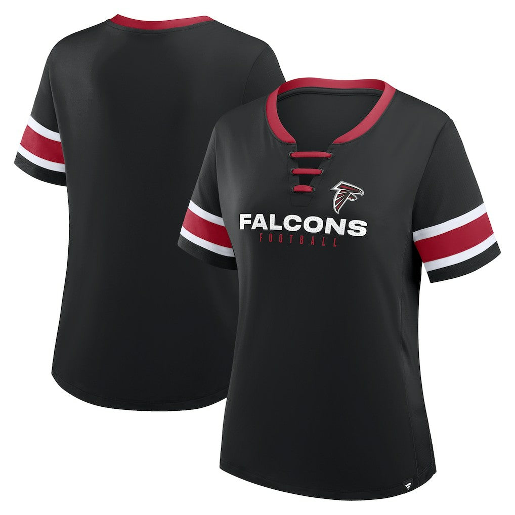 Fanatics Atlanta Falcons Women's Redzone Draw Play Athena Lace-Up T-Shirt Black