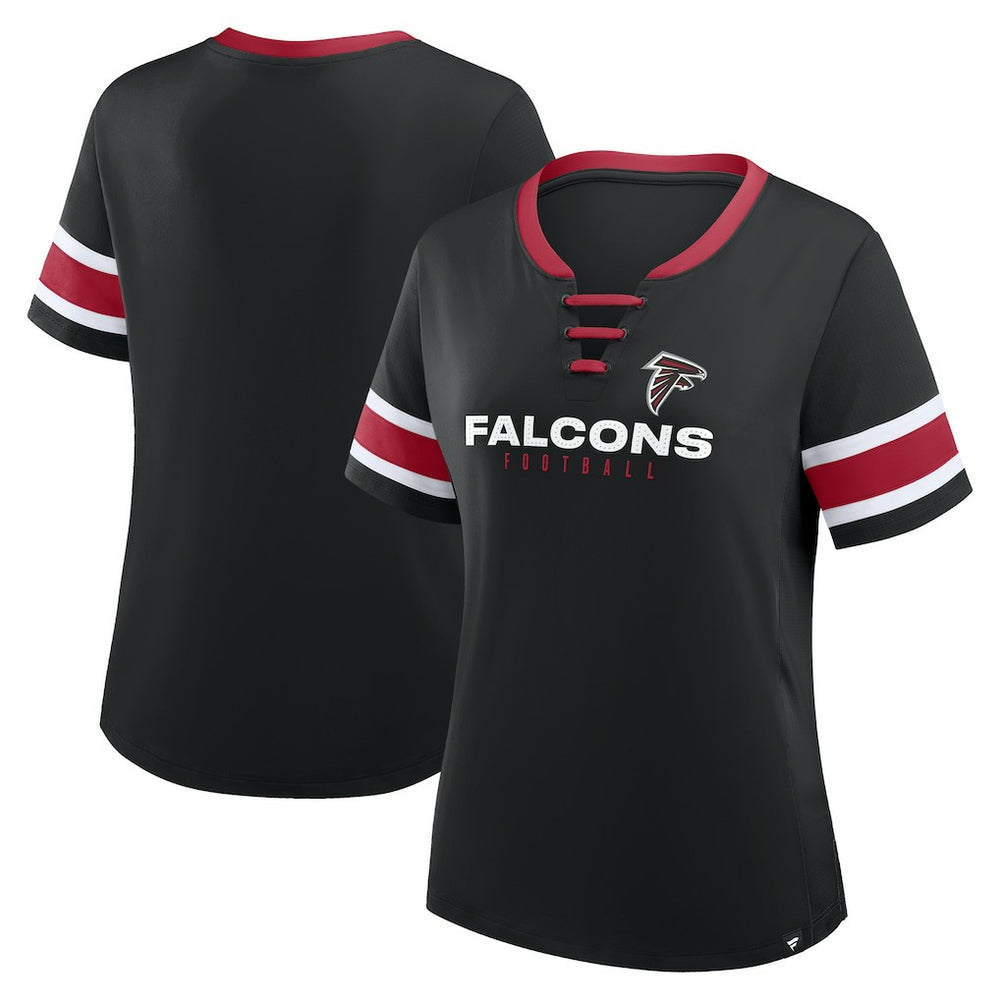 Fanatics Atlanta Falcons Women's Redzone Draw Play Athena Lace-Up T-Shirt Black