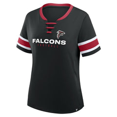 Fanatics Atlanta Falcons Women's Redzone Draw Play Athena Lace-Up T-Shirt Black