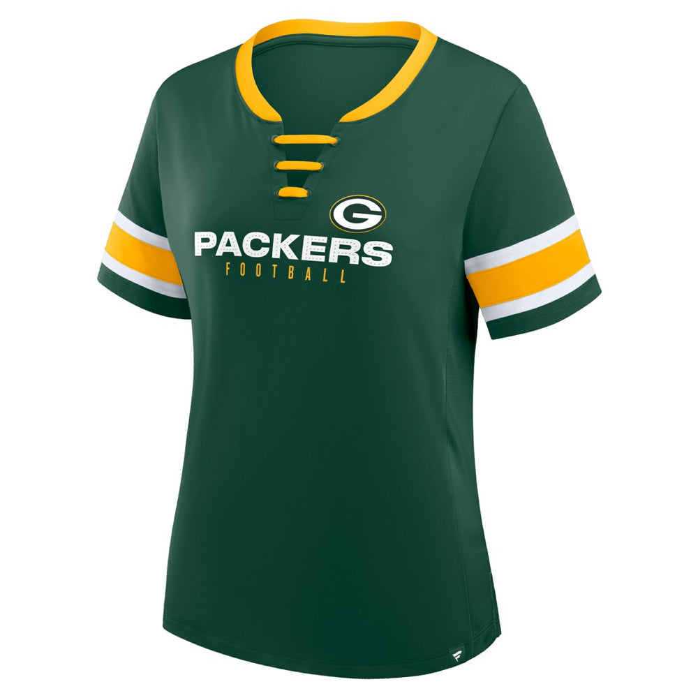 Fanatics Green Bay Packers Women's Redzone Draw Play Athena Lace-Up T-Shirt Green
