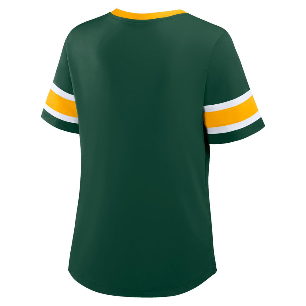 Fanatics Green Bay Packers Women's Redzone Draw Play Athena Lace-Up T-Shirt Green
