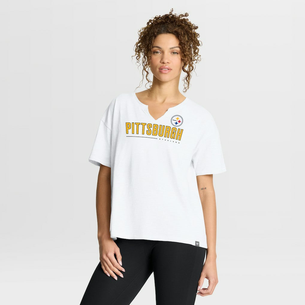 Fanatics Pittsburgh Steelers Women's Redzone Slub Boxy T-Shirt White