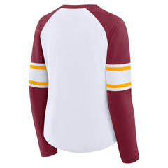 Fanatics Washington Commanders Women's Redzone Blitz Package Raglan Lace-Up V-Neck Long Sleeve T-Shirt White/Burgundy