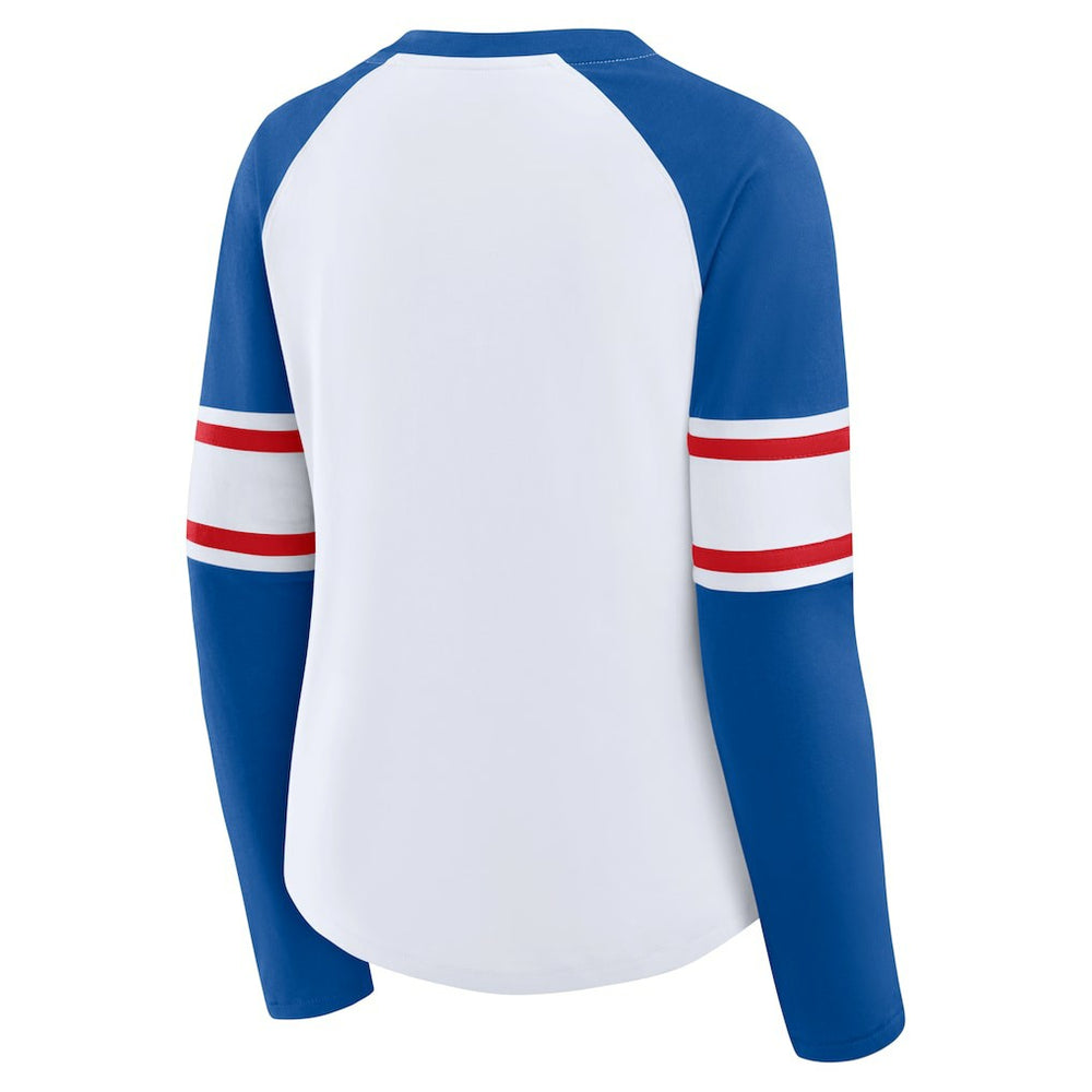 Fanatics Buffalo Bills Women's Redzone Blitz Package Raglan Lace-Up V-Neck Long Sleeve T-Shirt White/Royal