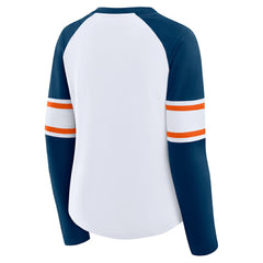 Fanatics Chicago Bears Women's Redzone Blitz Package Raglan Lace-Up V-Neck Long Sleeve T-Shirt White/Navy